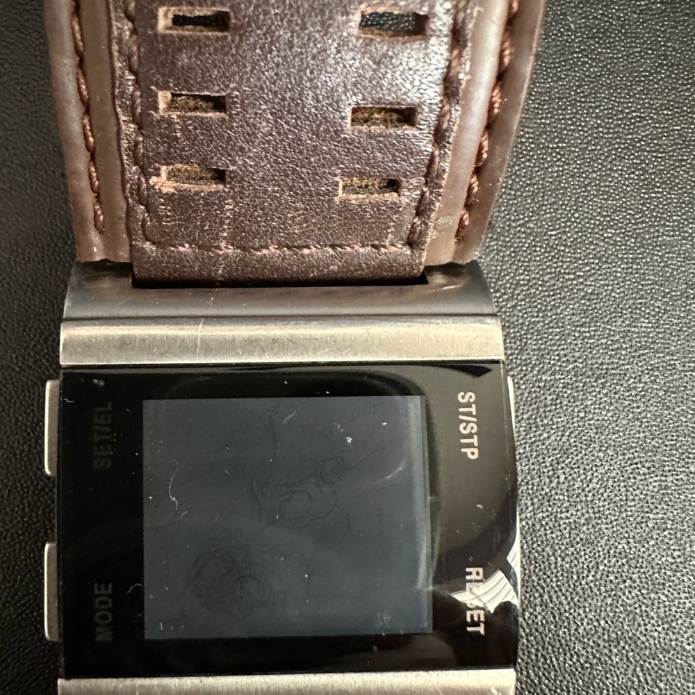 Quiksilver Men's Digital Watch with Brown Leather Strap